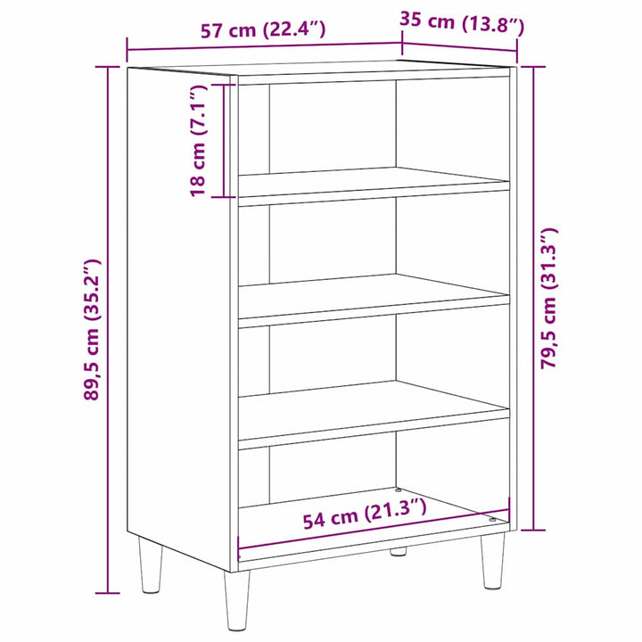 Sideboard Sort eg 57 x 35 x 89.5 cm Konstrueret træ