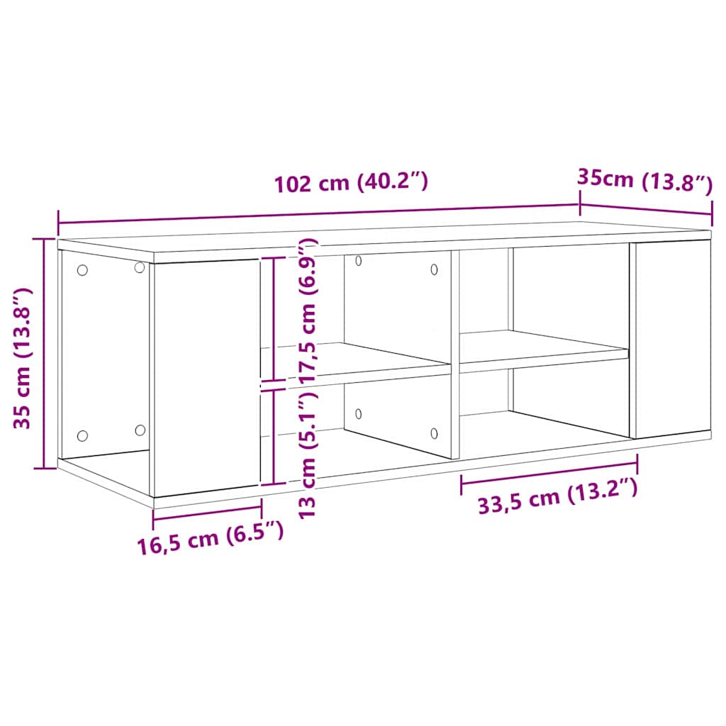 TV-møbelsæt Sort eg 102 x 35 x 35 cm Konstrueret træ