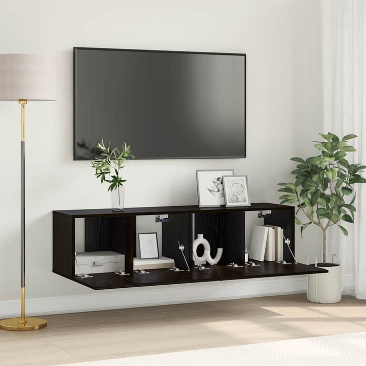 TV-møbelsæt 2 pcs Sort 60 x 30 x 30 cm Konstrueret træ