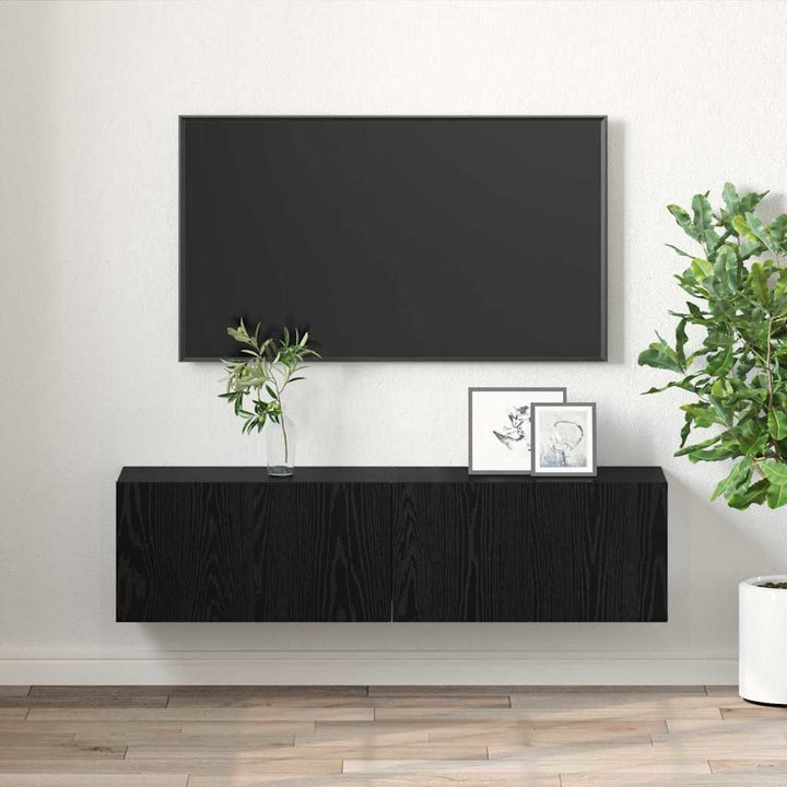 TV-møbelsæt 2 pcs Sort 60 x 30 x 30 cm Konstrueret træ
