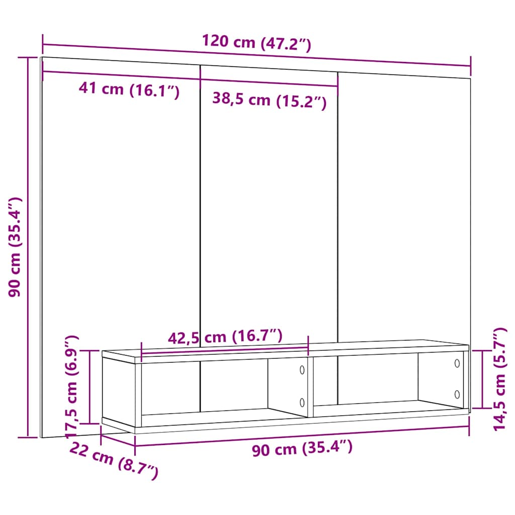 TV-møbelsæt Gammelt træ 120 x 23,5 x 90 cm Konstrueret træ