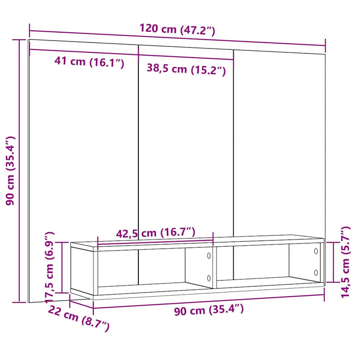 TV-møbelsæt Gammelt træ 120 x 23,5 x 90 cm Konstrueret træ