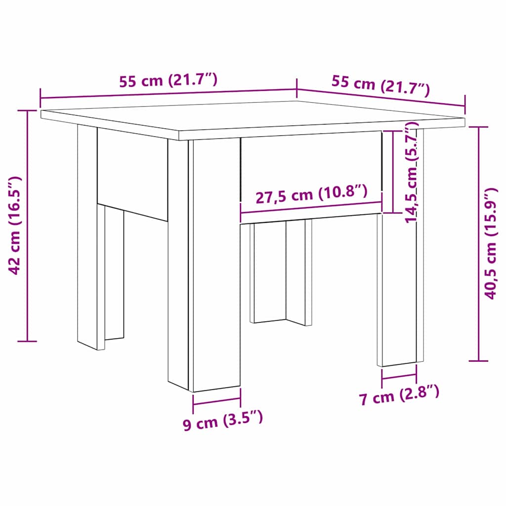 Sofabord Artisan Egetræ 55 x 55 x 42 cm Konstrueret træ