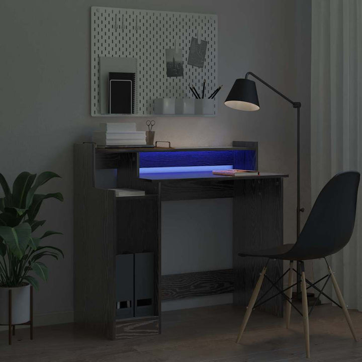 Bord med hylde Sort eg 97 x 45 x 90 cm Konstrueret træ