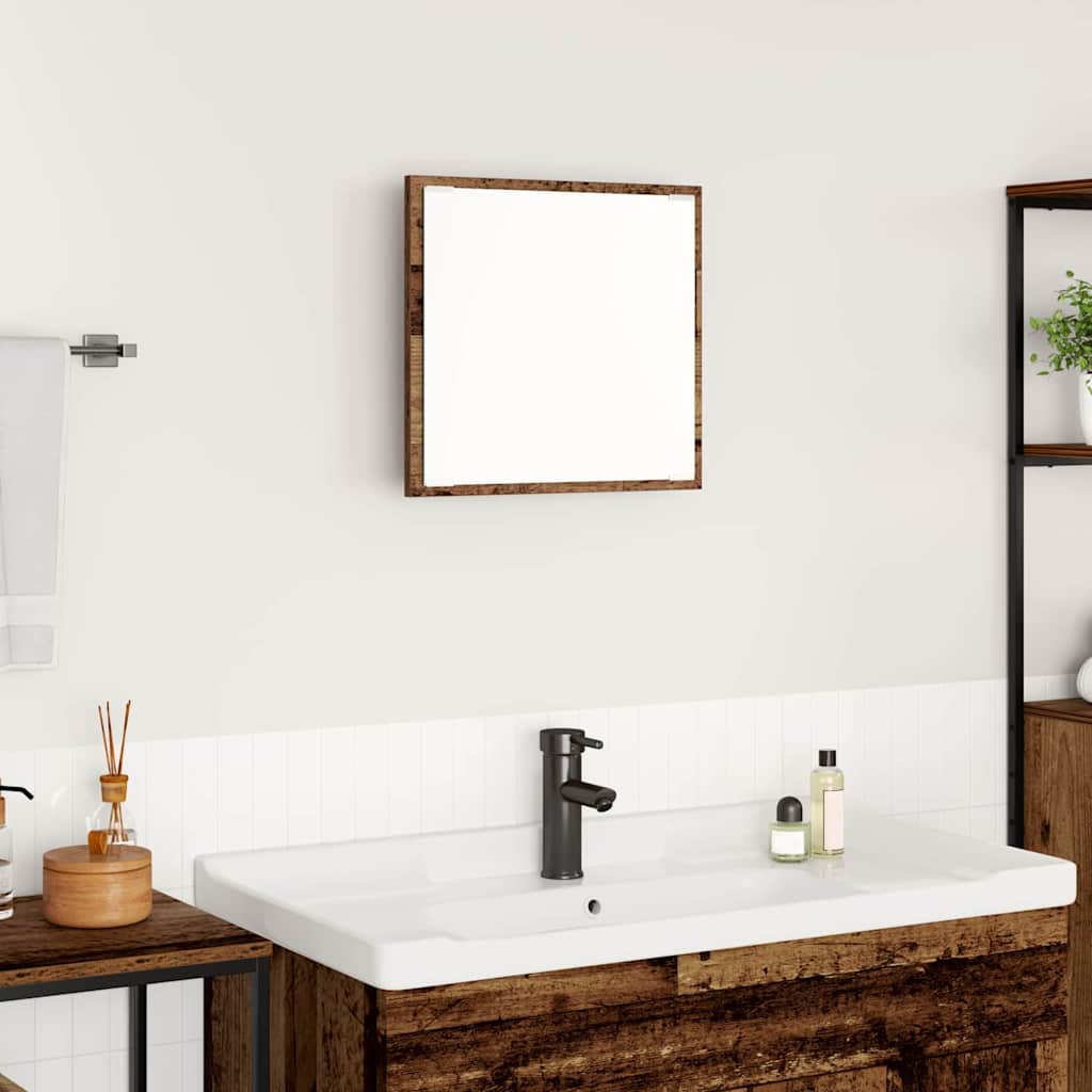 LED badeværelsesspejl med spejllys Gammelt træ 40 x 37 x 8.5 cm