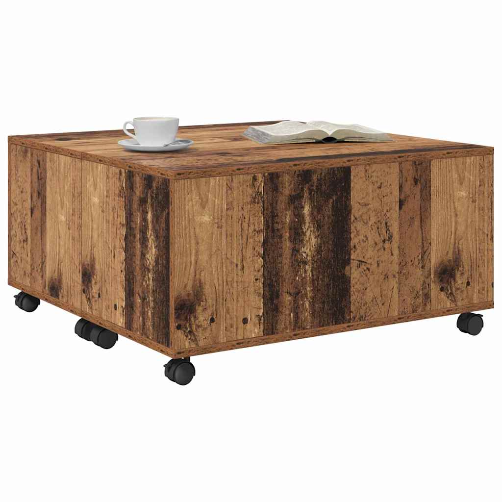 Sofabord med skuffe Gammelt træ 75 x 75 x 38 cm Konstrueret træ