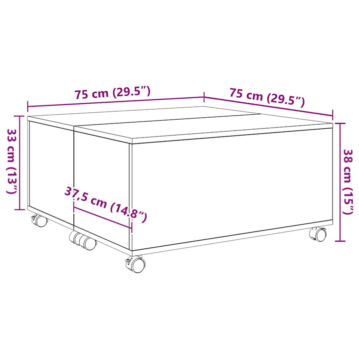 Sofabord med skuffe Gammelt træ 75 x 75 x 38 cm Konstrueret træ