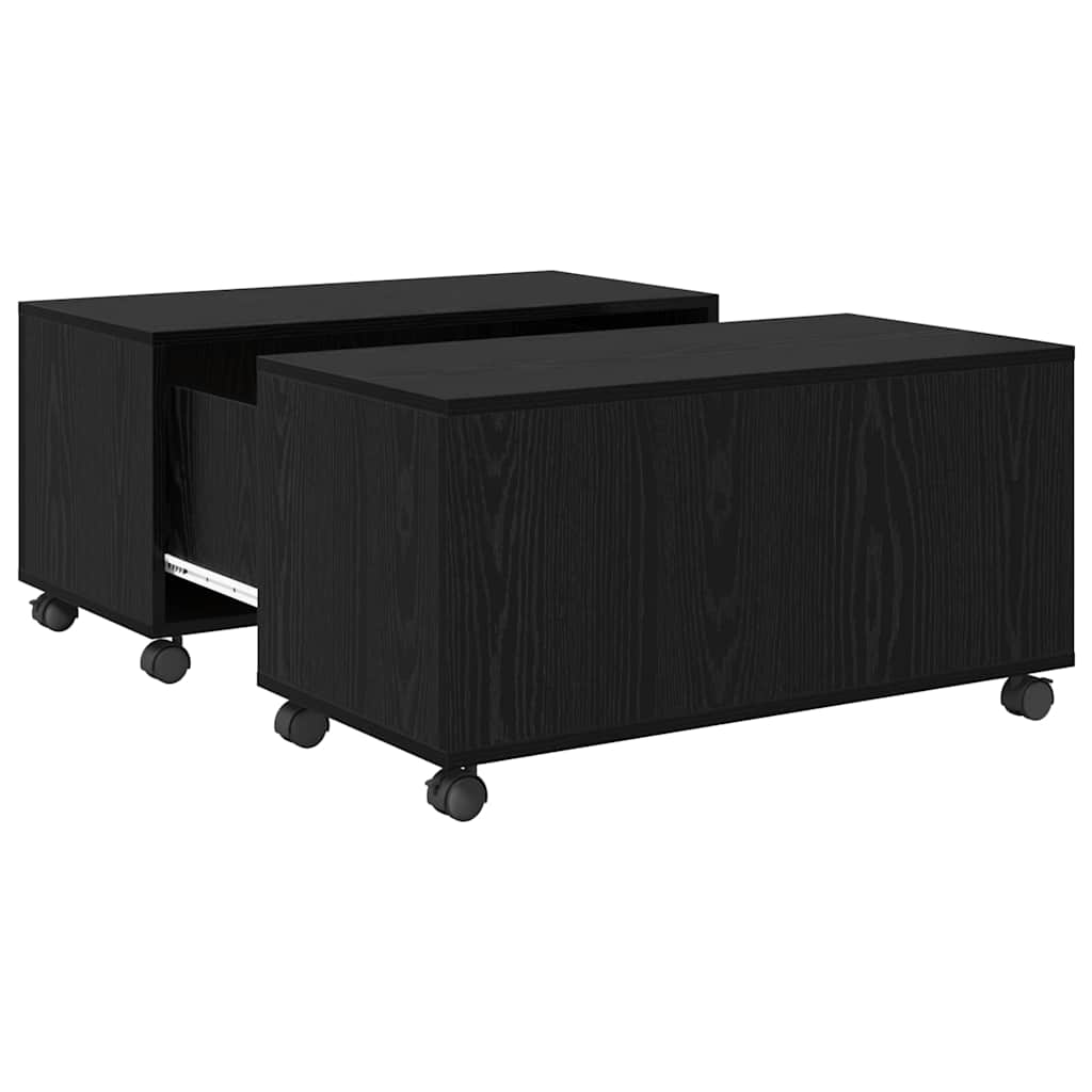 Sofabord med skuffe Sort eg 75 x 75 x 38 cm Konstrueret træ
