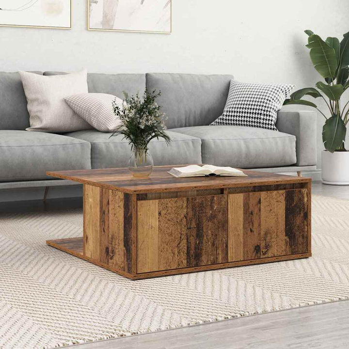 Sofabord med skuffe Gammelt træ 80 x 80 x 31 cm Konstrueret træ