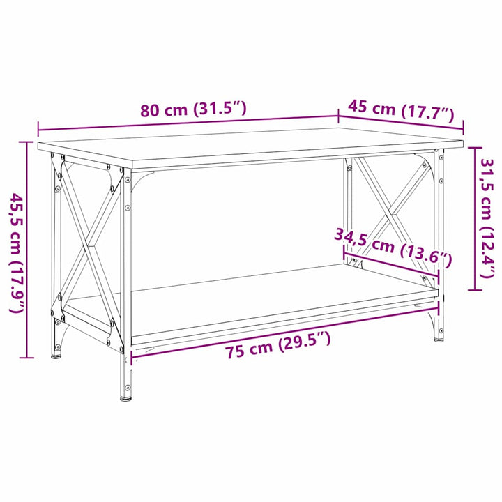 Sofabord Sort eg 80 x 45 x 45.5 cm Konstrueret træ