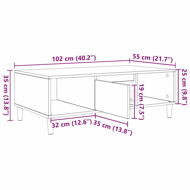Sofabord Røget eg 102 x 55 x 35 cm Konstrueret træ