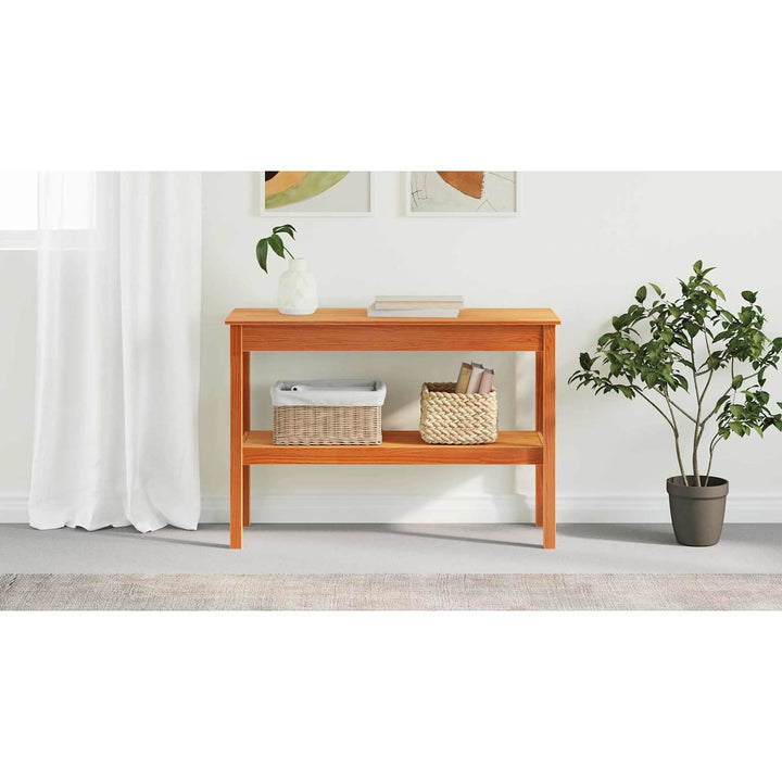 Konsolbord med hylde Voksbrun 110 x 40 x 75 cm Massivt fyrretræ
