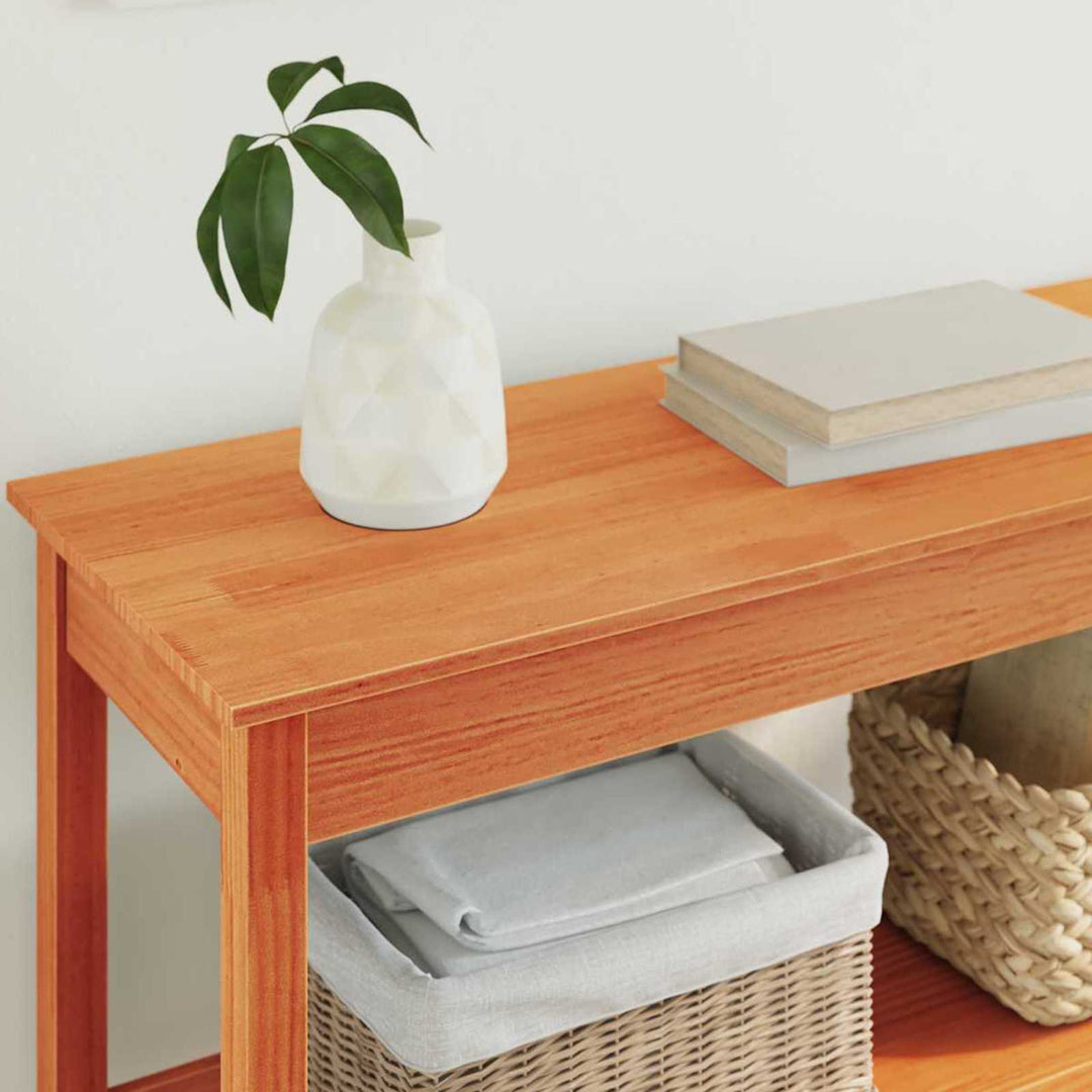 Konsolbord med hylde Voksbrun 110 x 40 x 75 cm Massivt fyrretræ