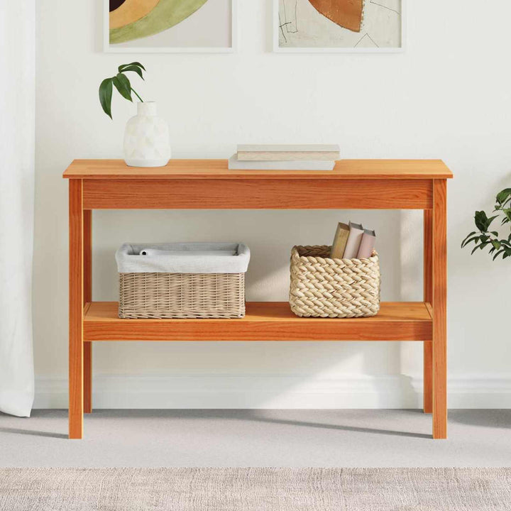Konsolbord med hylde Voksbrun 110 x 40 x 75 cm Massivt fyrretræ