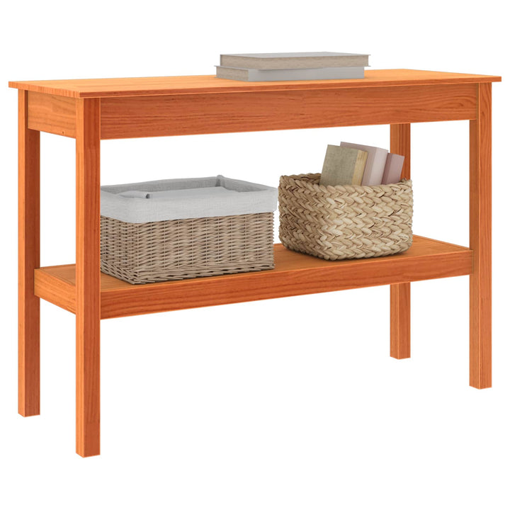 Konsolbord med hylde Voksbrun 110 x 40 x 75 cm Massivt fyrretræ