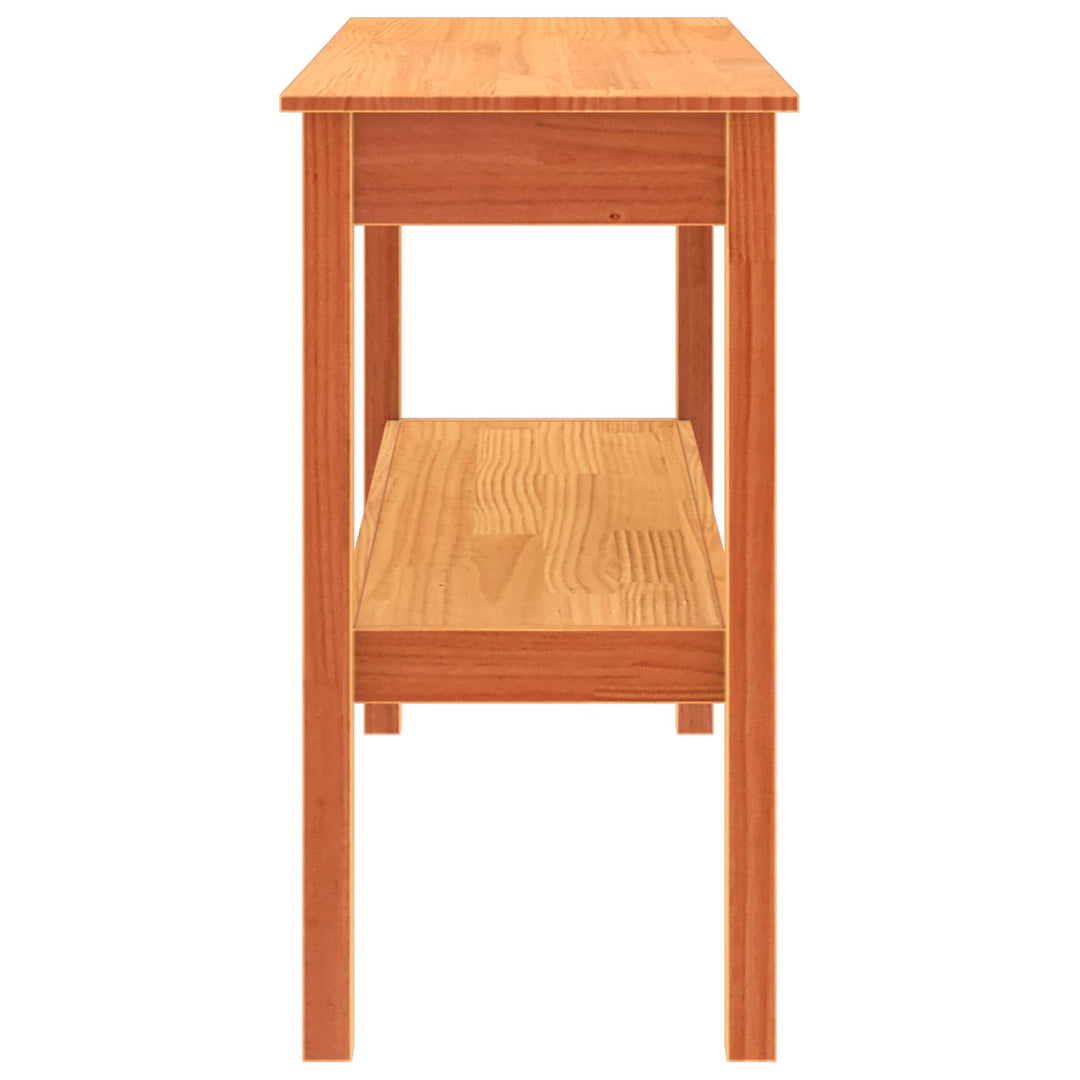 Konsolbord med hylde Voksbrun 110 x 40 x 75 cm Massivt fyrretræ