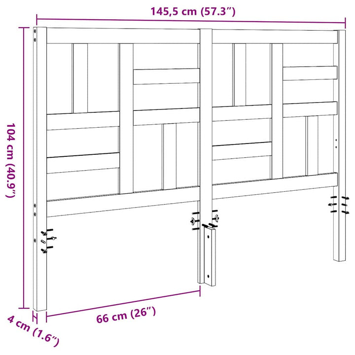 Senge Hovedgærde Voks brun 145,5 x 4 x 104 cm Massiv fyrretræ