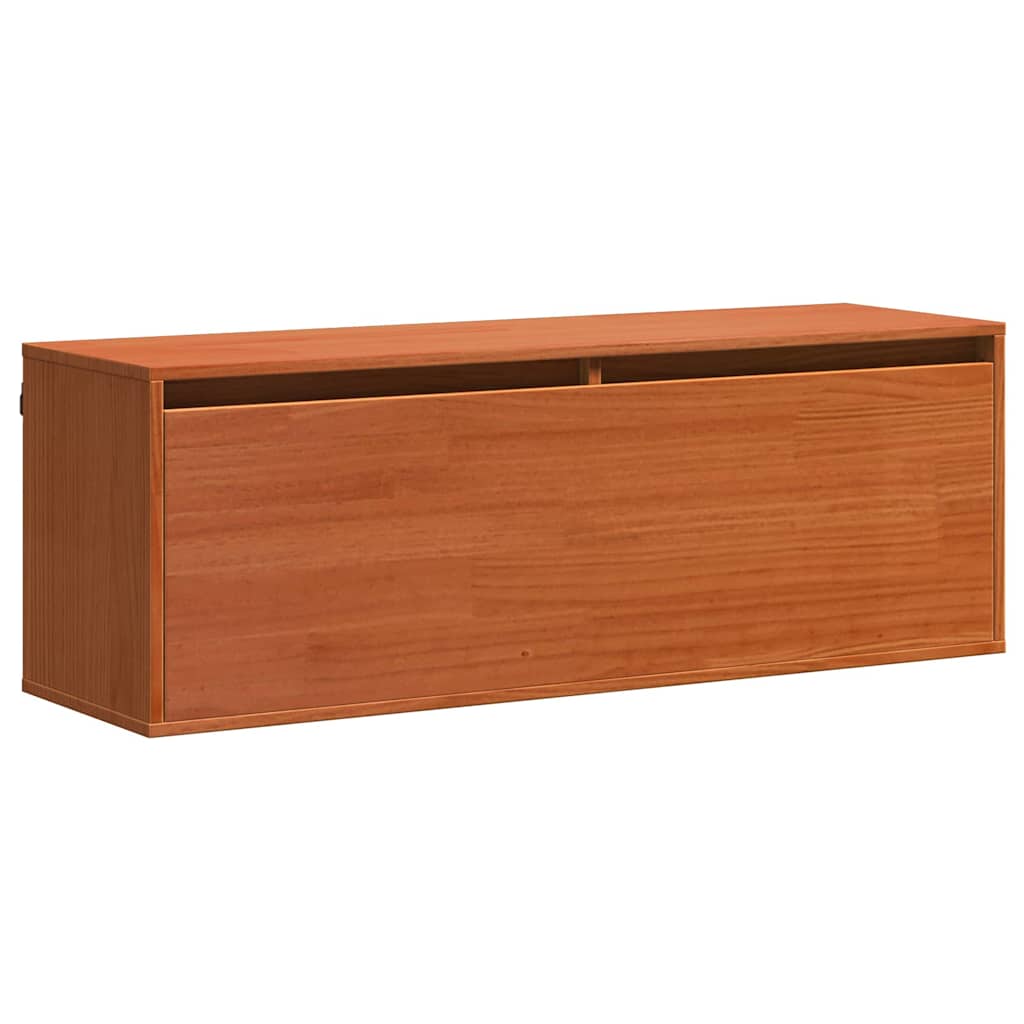 Vægskab med hylde Voks brun 100 x 30 x 35 cm Massiv fyrretræ