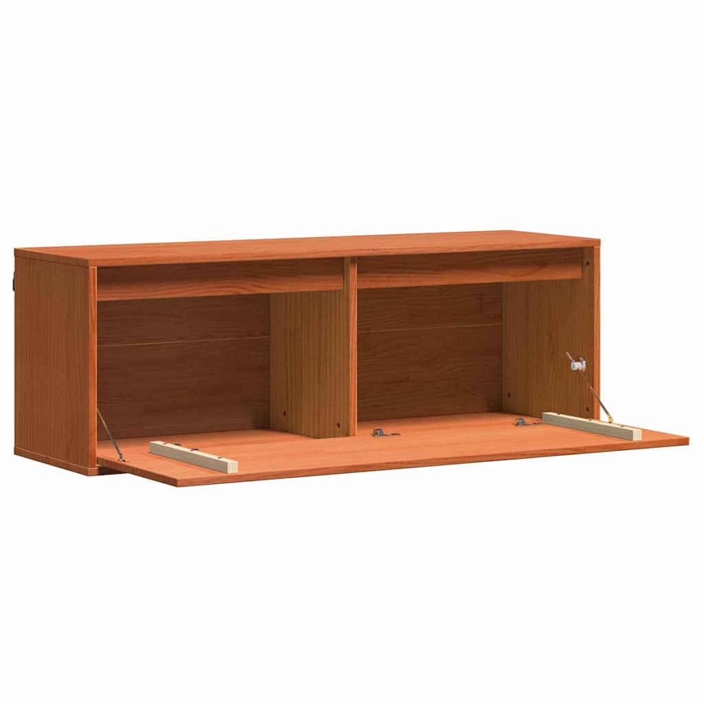 Vægskab med hylde Voks brun 100 x 30 x 35 cm Massiv fyrretræ