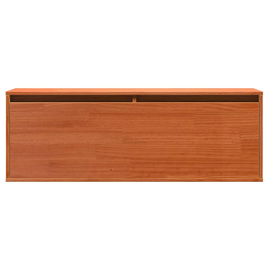 Vægskab med hylde Voks brun 100 x 30 x 35 cm Massiv fyrretræ