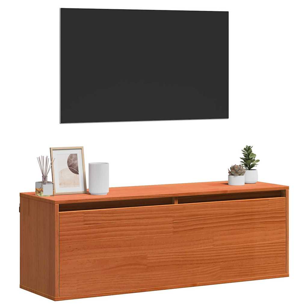 Vægskab med hylde Voks brun 100 x 30 x 35 cm Massiv fyrretræ