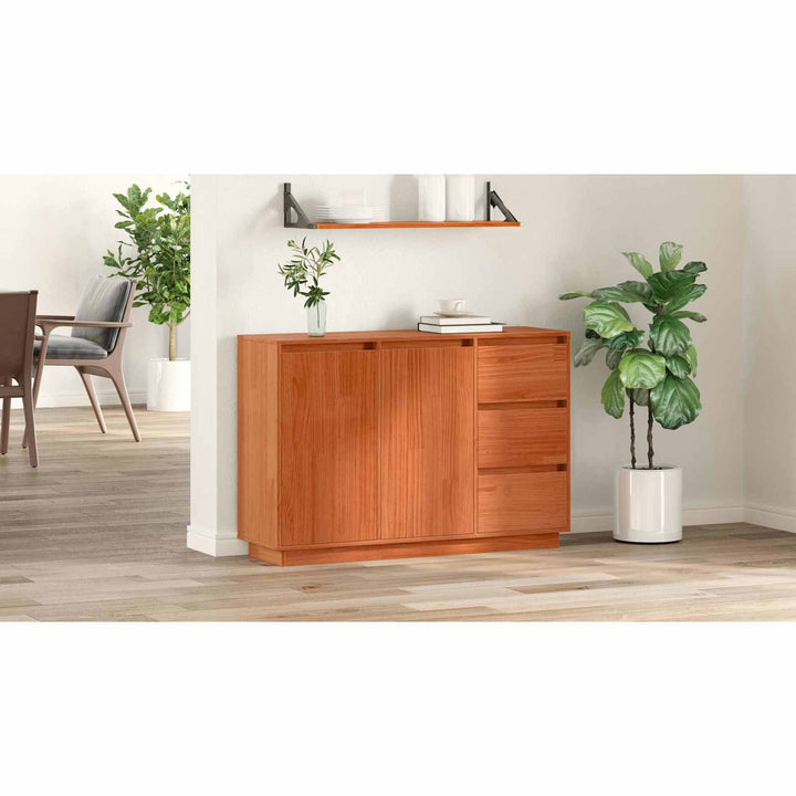 Sideboard med skuffe Brun eg 111 x 34 x 75 cm Massiv fyrretræ