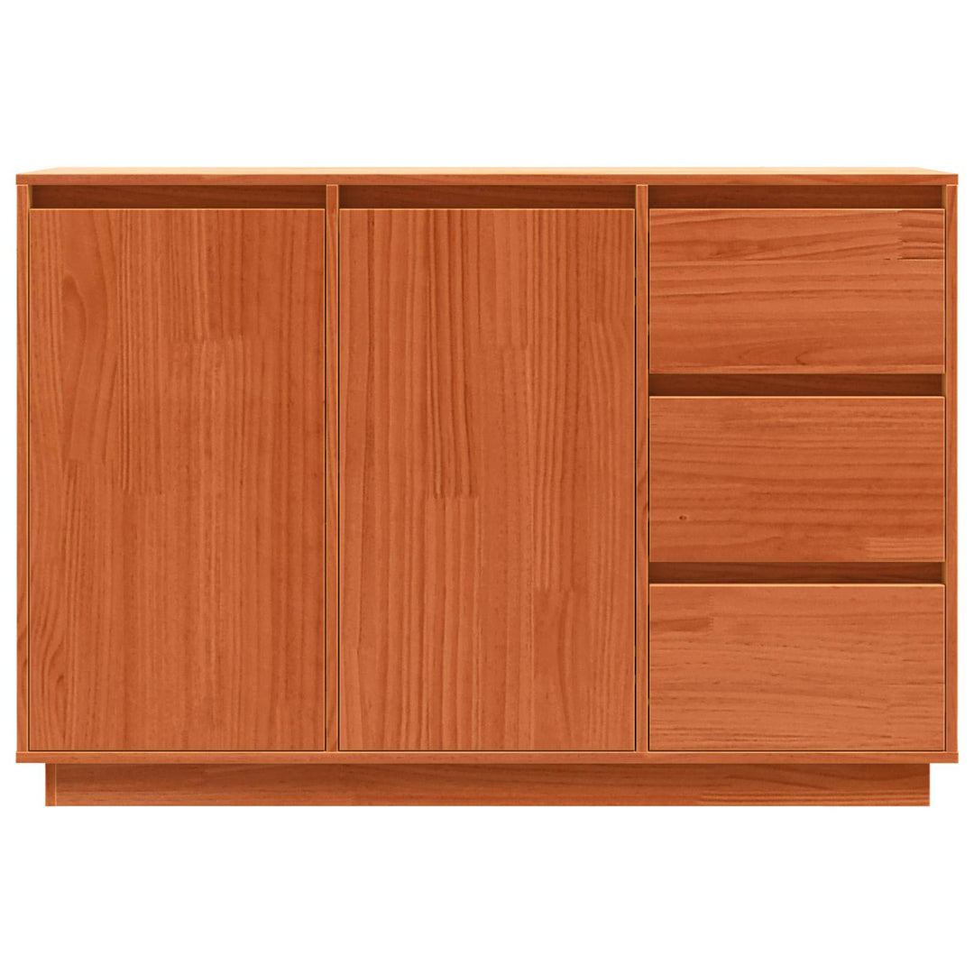 Sideboard med skuffe Brun eg 111 x 34 x 75 cm Massiv fyrretræ