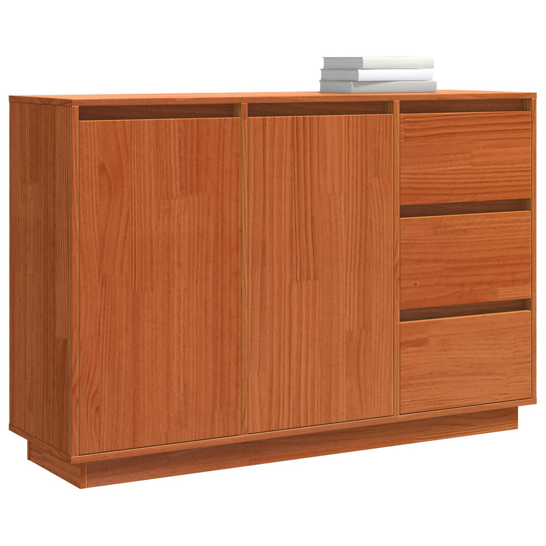 Sideboard med skuffe Brun eg 111 x 34 x 75 cm Massiv fyrretræ