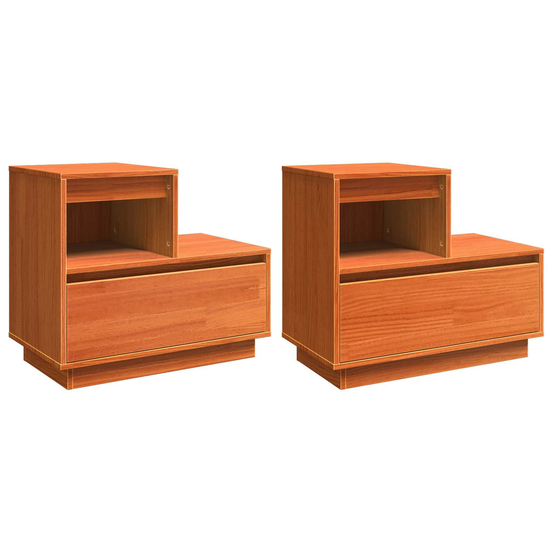Natskab 2 pcs Voks brun 60 x 34 x 51 cm Konstrueret træ