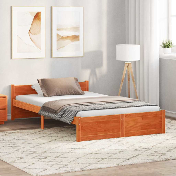 Sengestel Voks brun 195,5 x 140,5 x 51 cm Massiv fyrretræ