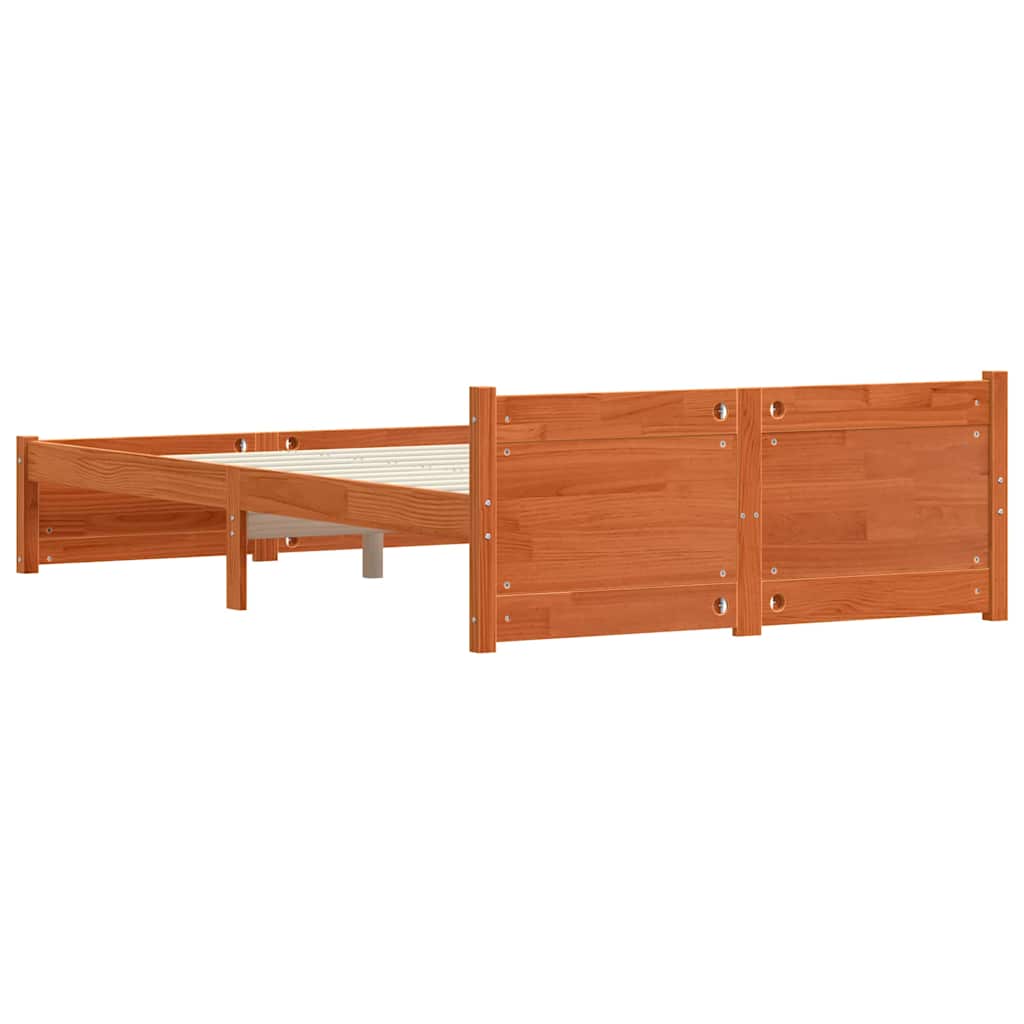 Sengestel Voks brun 195,5 x 140,5 x 51 cm Massiv fyrretræ