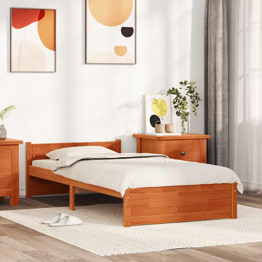 Sengestel Voks brun 205.5 x 95.5 x 51 cm Massiv fyrretræ