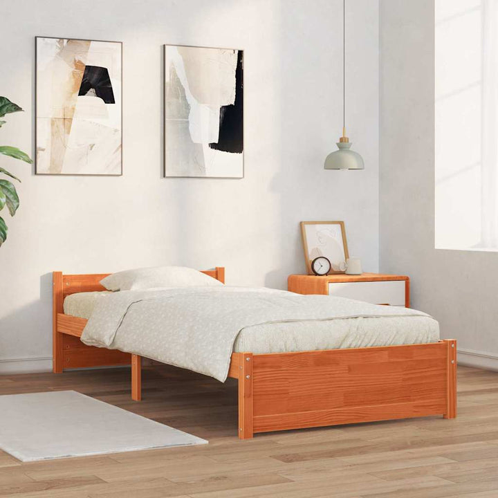 Sengestel Voks brun 205,5 x 105,5 x 51 cm Massiv fyrretræ