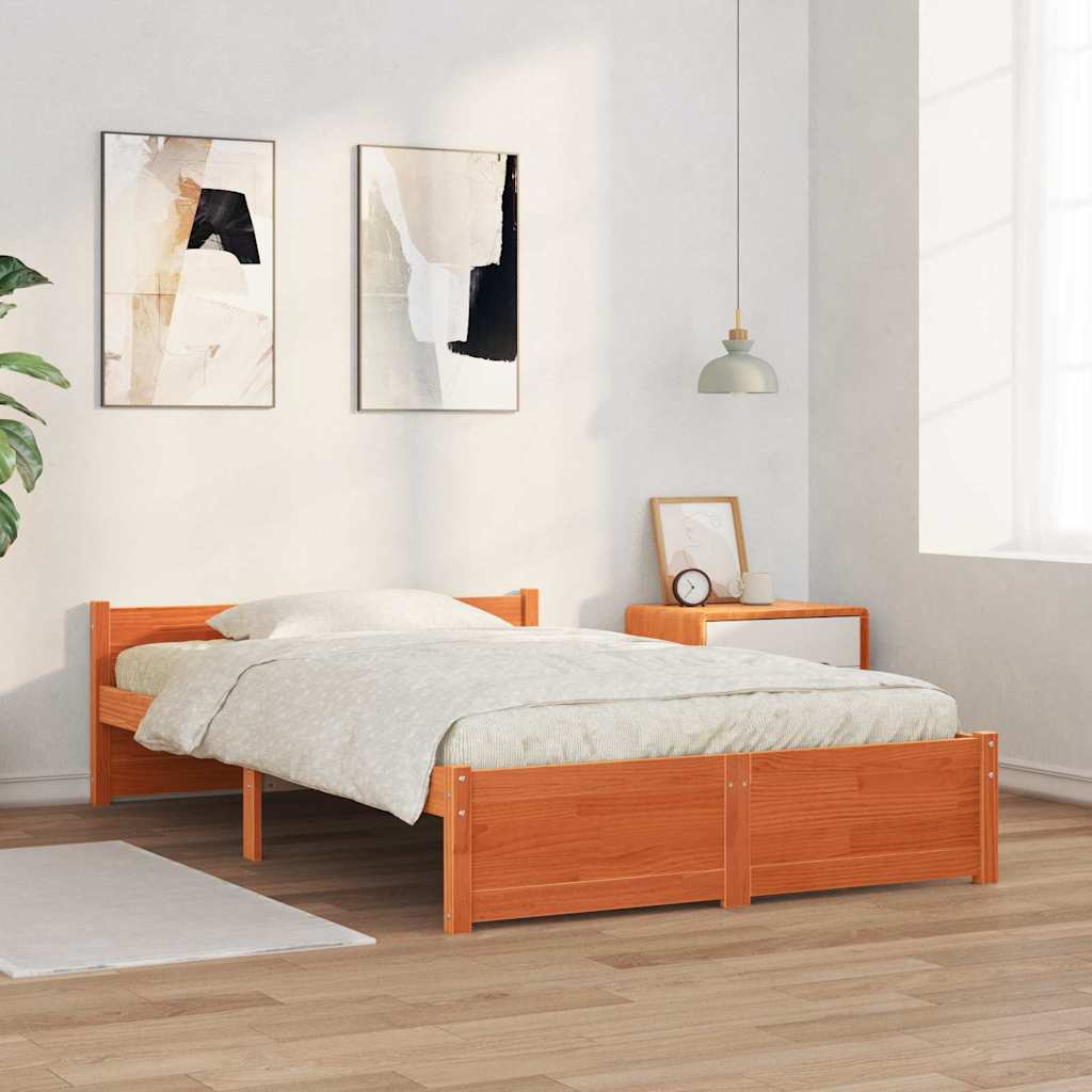 Sengestel Voks brun 205,5 x 125,5 x 51 cm Massiv fyrretræ