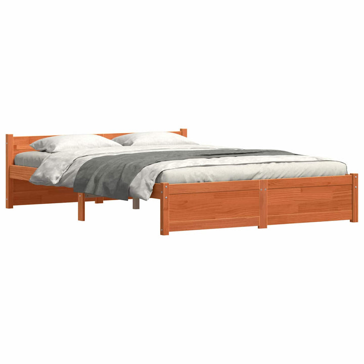 Sengestel Voks brun 205,5 x 145,5 x 51 cm Massiv fyrretræ