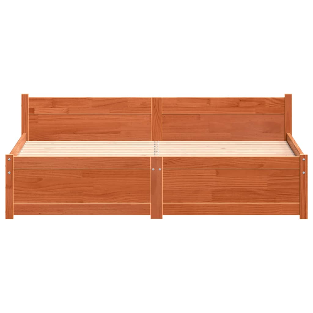 Sengestel Voks brun 205,5 x 145,5 x 51 cm Massiv fyrretræ