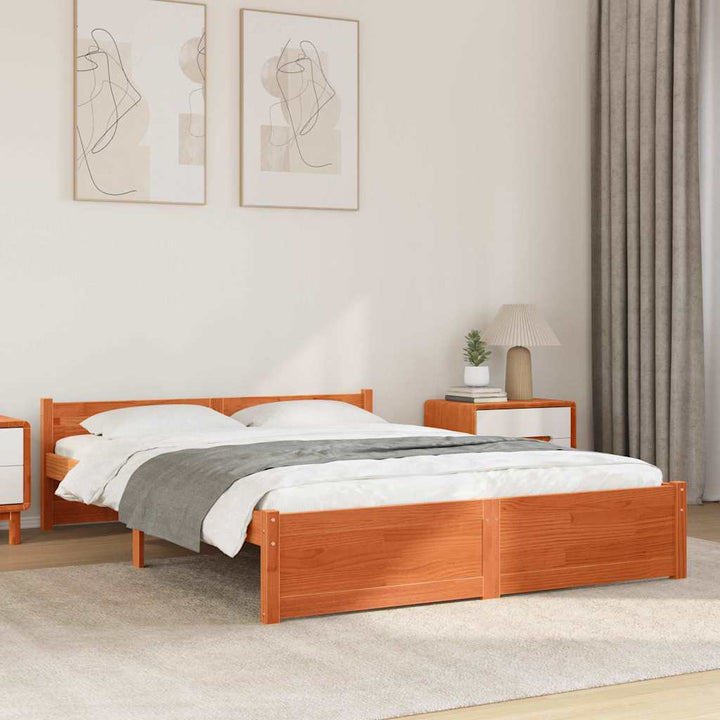 Sengestel Voks brun 205,5 x 165,5 x 51 cm Massiv fyrretræ