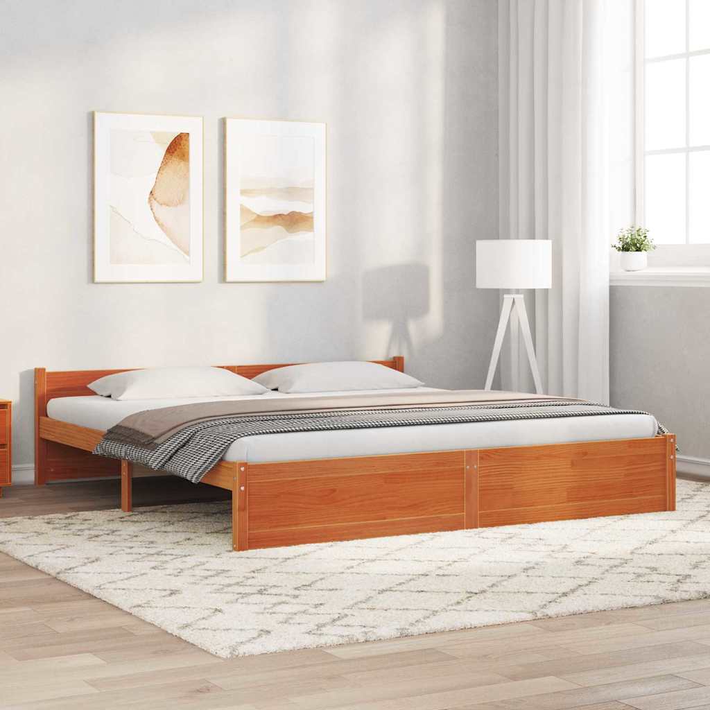 Sengestel Voks brun 205,5 x 185,5 x 51 cm Massiv fyrretræ