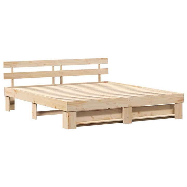Sengestel med hovedgærde Brun 200 x 200 cm Massiv fyrretræ