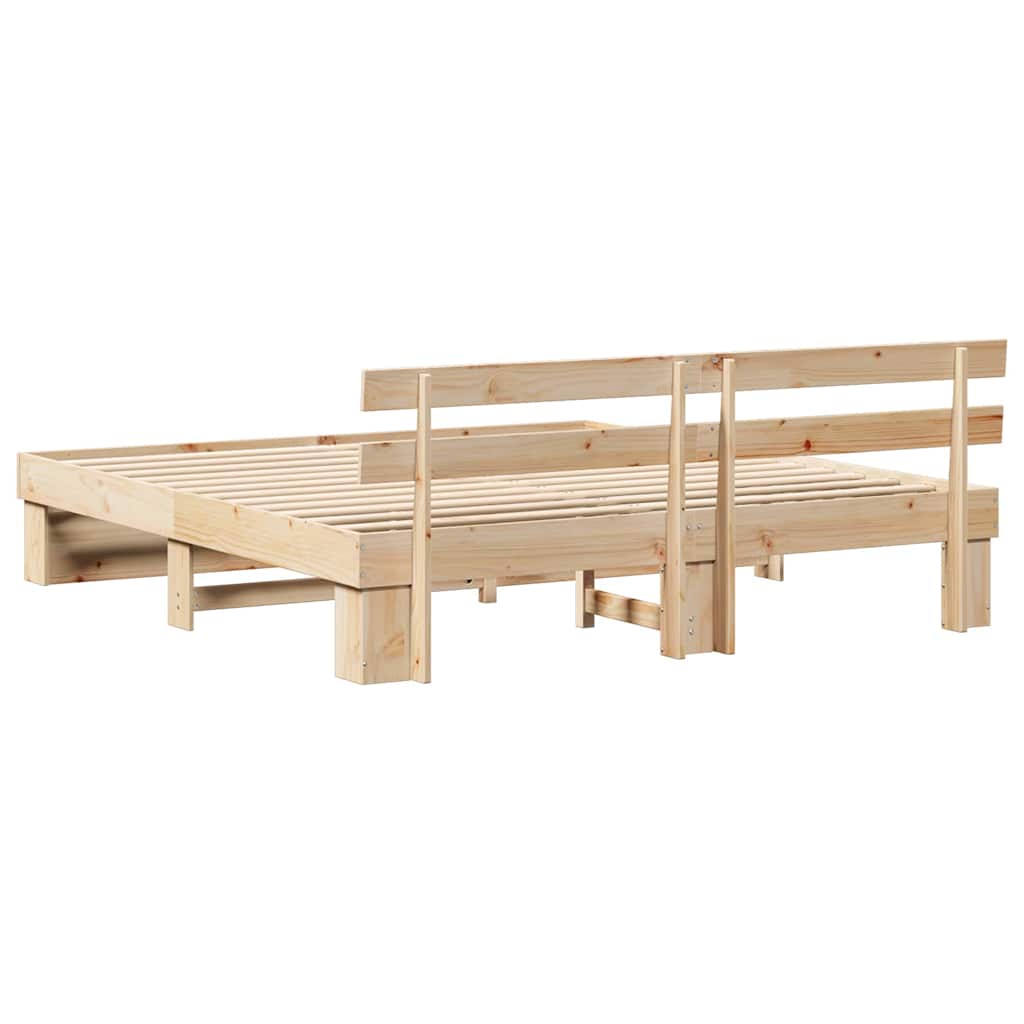 Sengestel med hovedgærde Brun 200 x 200 cm Massiv fyrretræ