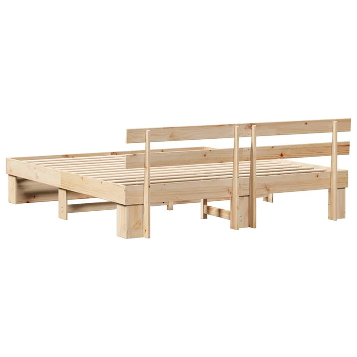 Sengestel med hovedgærde Brun 200 x 200 cm Massiv fyrretræ