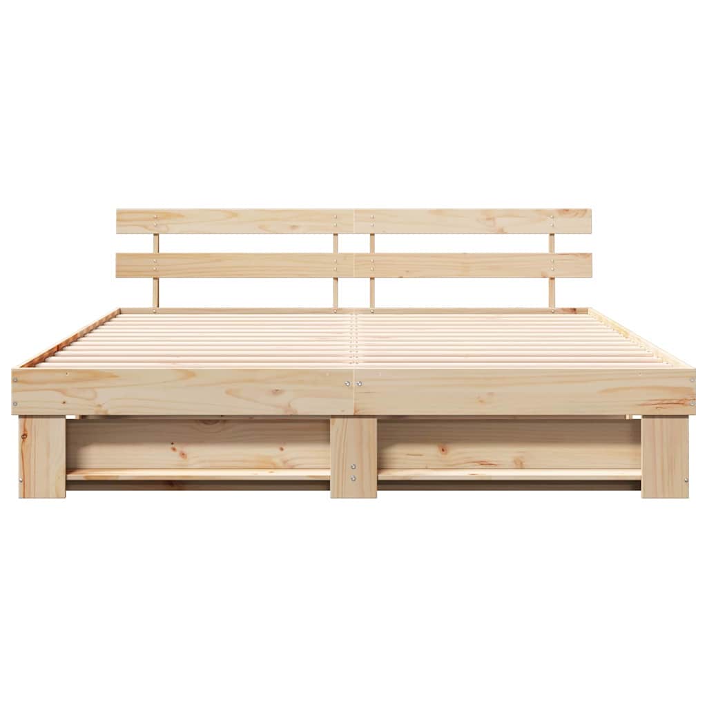Sengestel med hovedgærde Brun 200 x 200 cm Massiv fyrretræ