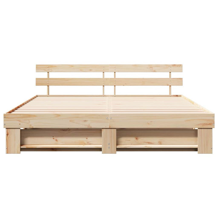 Sengestel med hovedgærde Brun 200 x 200 cm Massiv fyrretræ