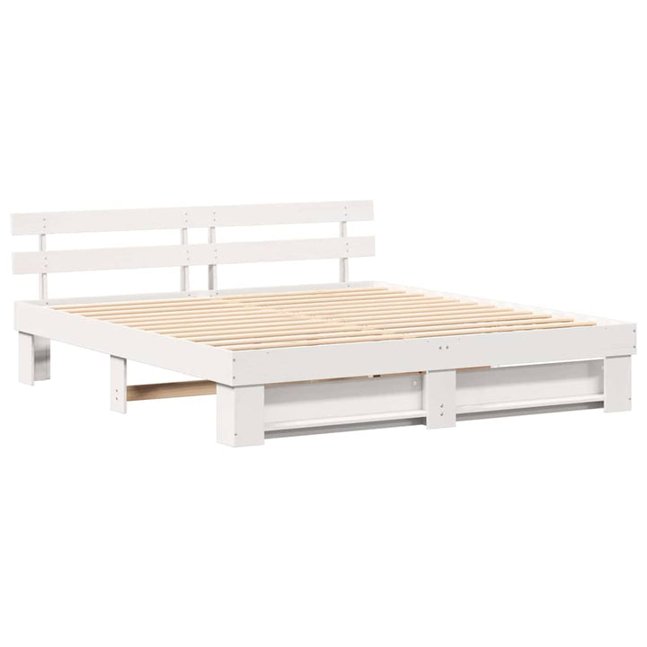 Sengestel med hovedgærde Hvid 180 x 200 cm Massiv fyrretræ