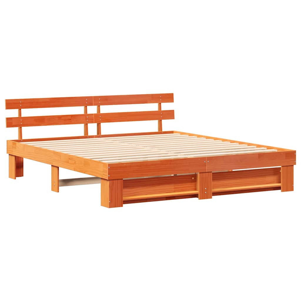 Sengestel med hovedgærde Brun 180 x 200 cm Massiv fyrretræ