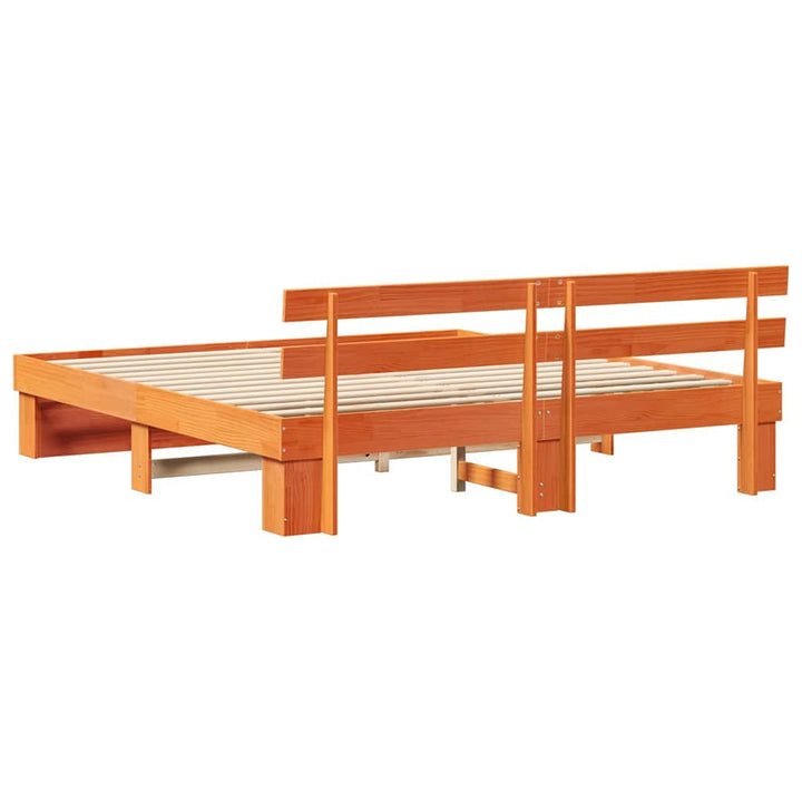 Sengestel med hovedgærde Brun 180 x 200 cm Massiv fyrretræ