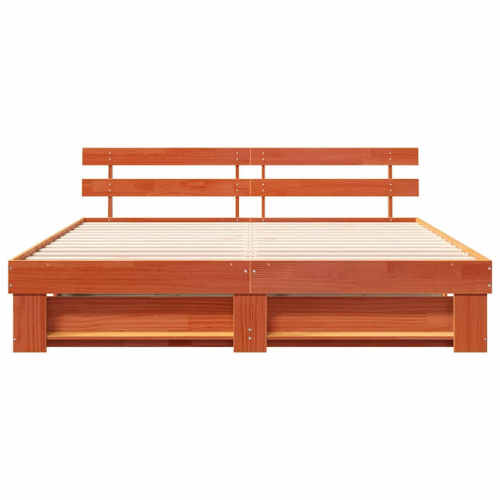Sengestel med hovedgærde Brun 180 x 200 cm Massiv fyrretræ