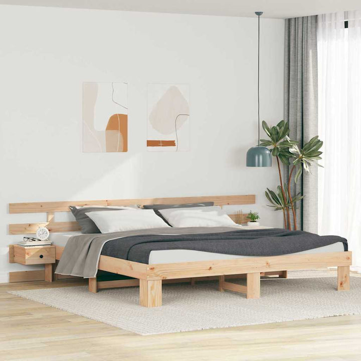Sengestel med hovedgærde Brun 180 x 200 cm Massiv fyrretræ
