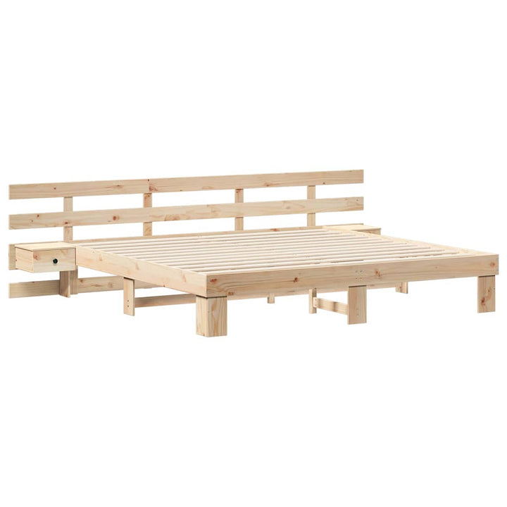 Sengestel med hovedgærde Brun 180 x 200 cm Massiv fyrretræ