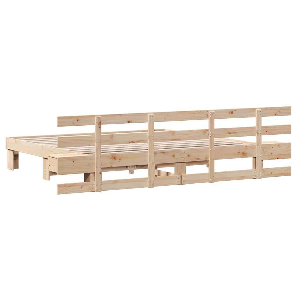 Sengestel med hovedgærde Brun 180 x 200 cm Massiv fyrretræ